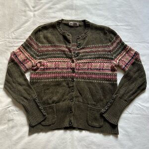 Tiara Olive and Pink Women's Cardigan Sweater